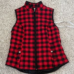 croft & barrow Red and Black Buffalo Plaid Quilted Vest